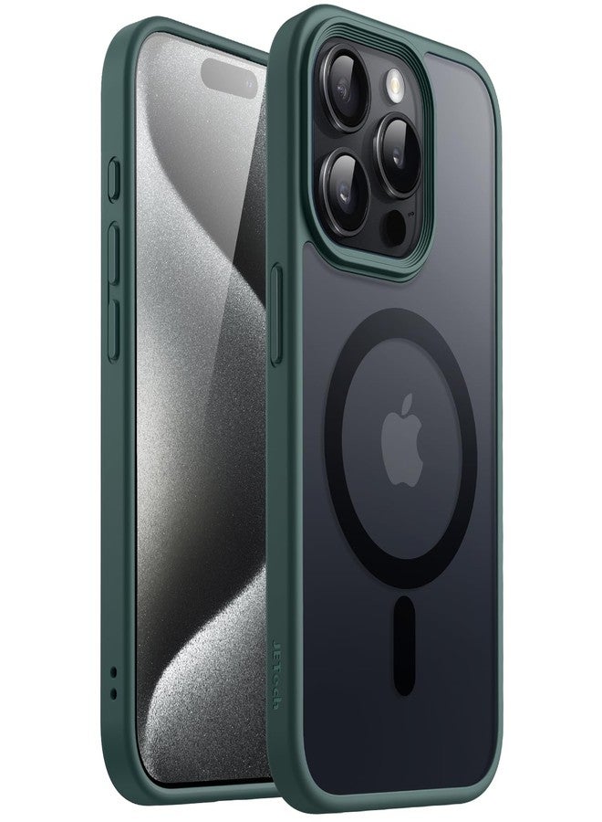 جي تيك جراب مغناطيسي من JETech لهاتف iPhone 15 Pro Max مقاس 6.7 بوصة متوافق مع MagSafe، غطاء خلفي شفاف غير لامع، نحيف ومقاوم للصدمات (أخضر داكن) - Image 1